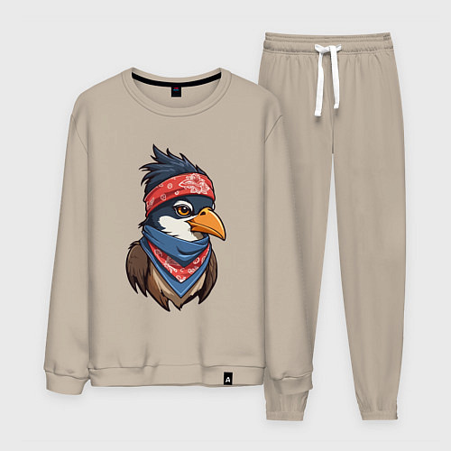 Мужской костюм Птица в бандане в стиле Хип-хоп / Миндальный – фото 1