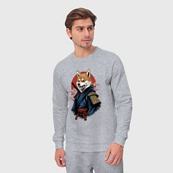 Костюм хлопковый мужской Собака Сиба-ину самурай, цвет: меланж — фото 2