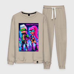 Костюм хлопковый мужской Barbie and Ken - Minecraft 2099 ai art collaborati, цвет: миндальный