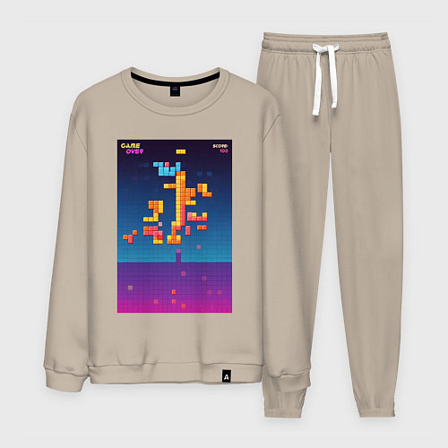 Мужской костюм Синтвейв тетрис / Миндальный – фото 1