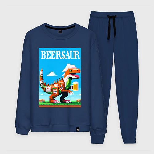 Мужской костюм Beersaur - pixel art / Тёмно-синий – фото 1
