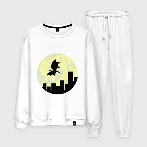 Мужской костюм Дракон, летящий над городом / Белый – фото 1