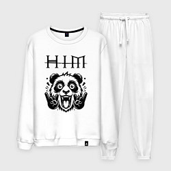 Костюм хлопковый мужской HIM - rock panda, цвет: белый