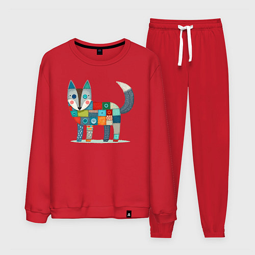 Мужской костюм Funny fox - patchwork ai art / Красный – фото 1