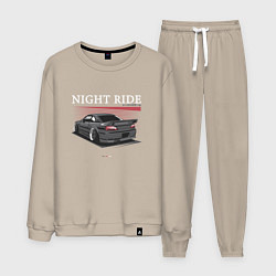 Костюм хлопковый мужской Nissan skyline night ride, цвет: миндальный