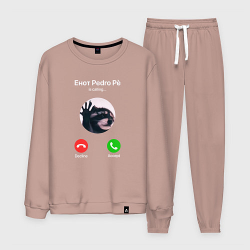 Мужской костюм Енот pedro pe is calling мем / Пыльно-розовый – фото 1