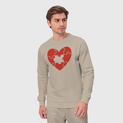 Костюм хлопковый мужской Puzzle heart, цвет: миндальный — фото 2