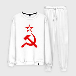 Костюм хлопковый мужской Серп, молот и звезда, цвет: белый