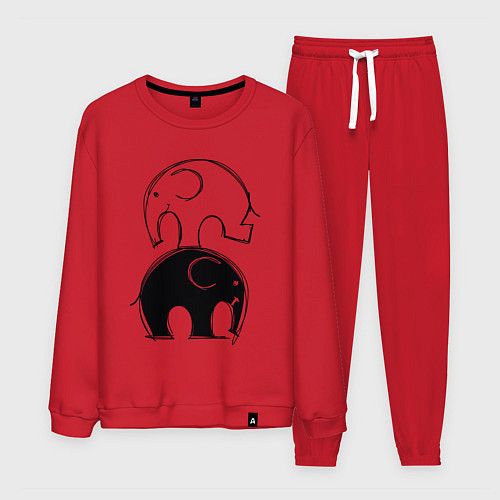 Мужской костюм Cute elephants / Красный – фото 1