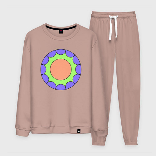 Мужской костюм Салатовая звезда с окружностями / Пыльно-розовый – фото 1