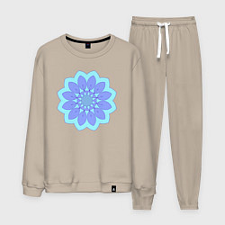 Костюм хлопковый мужской Сиреневая мандала цветок, цвет: миндальный