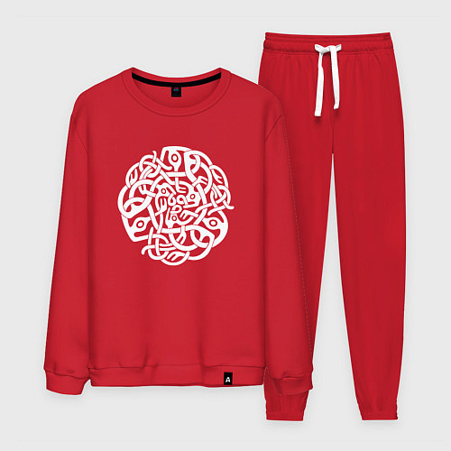 Мужской костюм Белый кельтский готичный узор / Красный – фото 1