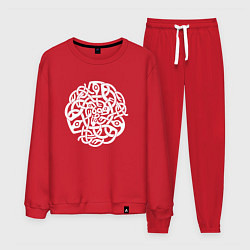Костюм хлопковый мужской Белый кельтский готичный узор, цвет: красный
