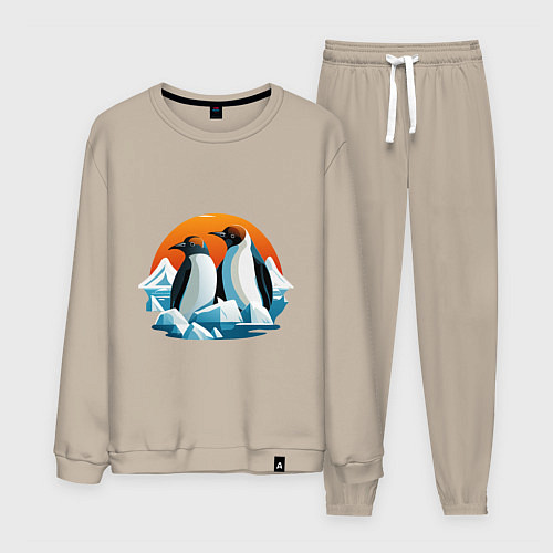 Мужской костюм Пингвины среди льдов / Миндальный – фото 1