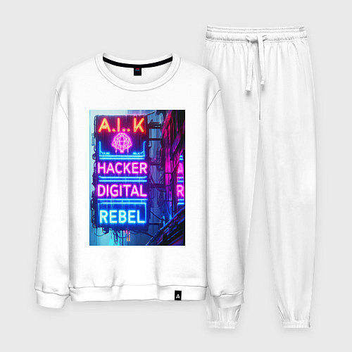 Мужской костюм Ai hacker digital rebel - neon glow / Белый – фото 1