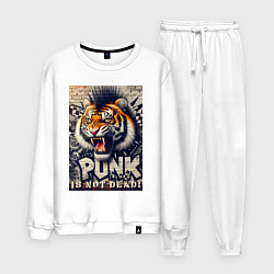 Костюм хлопковый мужской Cool tiger - punks not dead, цвет: белый