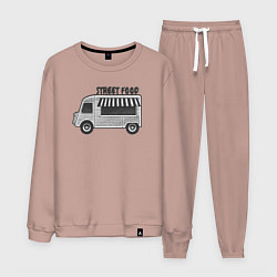 Костюм хлопковый мужской Street food, цвет: пыльно-розовый
