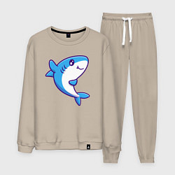 Костюм хлопковый мужской Дружелюбная акула, цвет: миндальный