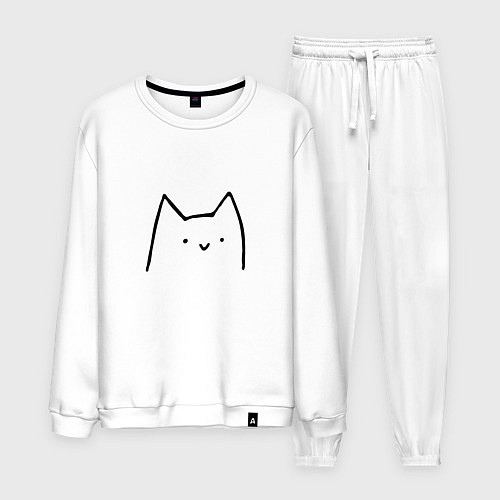 Мужской костюм Улыбающийся глупенький котик / Белый – фото 1
