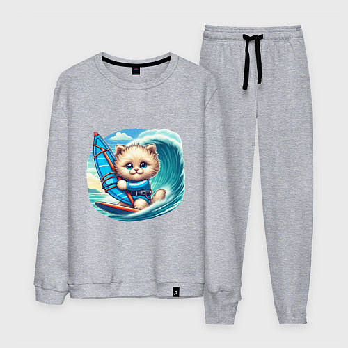 Мужской костюм Котик и виндсерфинг / Меланж – фото 1