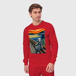 Костюм хлопковый мужской Робот кричит - мем нейросеть, цвет: красный — фото 2