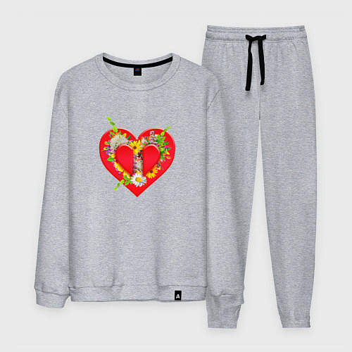 Мужской костюм Сердце с цветочками / Меланж – фото 1