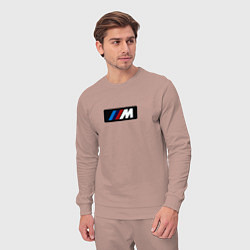 Костюм хлопковый мужской BMW logo sport steel, цвет: пыльно-розовый — фото 2