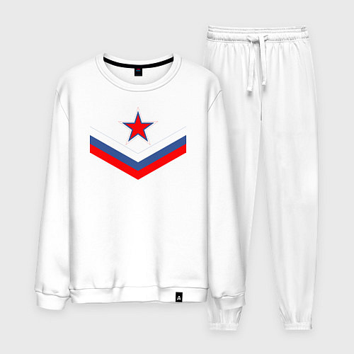 Мужской костюм Звезда и российский флаг / Белый – фото 1