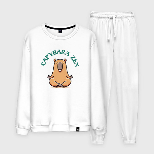Мужской костюм Забавная капибара дзен медитирует в позе лотоса / Белый – фото 1