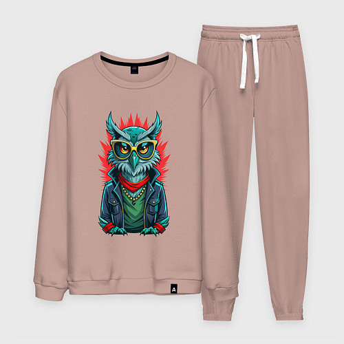 Мужской костюм Дизайнерская сова / Пыльно-розовый – фото 1