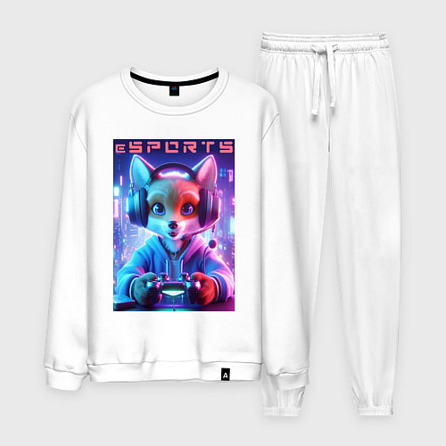Мужской костюм Funny fox - e sports ai art / Белый – фото 1