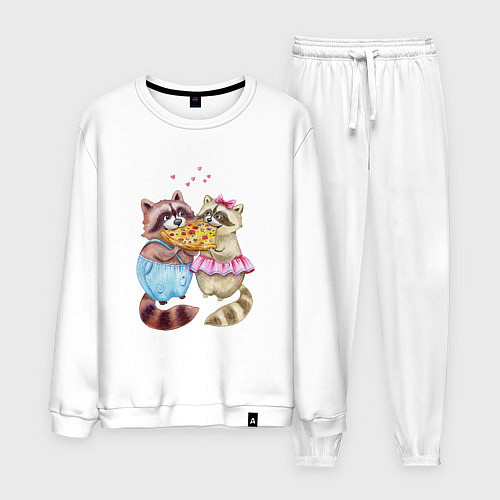 Мужской костюм Пицца и енотики / Белый – фото 1