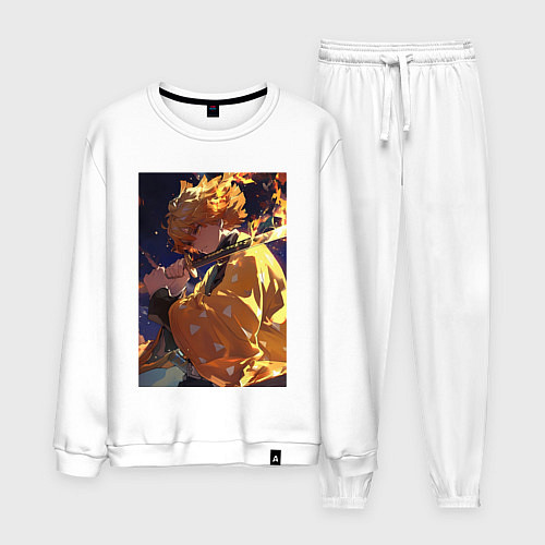 Мужской костюм Клинок, рассекающий демонов Дзэнъицу Агацума охотн / Белый – фото 1