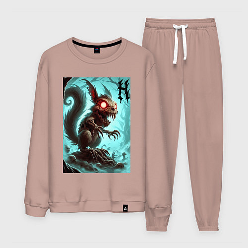 Мужской костюм Жуткая белка - хэллоуин / Пыльно-розовый – фото 1