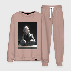 Костюм хлопковый мужской Человек-бензопила Кига Демон Голода, цвет: пыльно-розовый