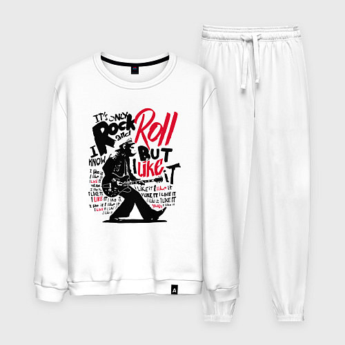 Мужской костюм Шимпанзе играет рок-н-рол / Белый – фото 1