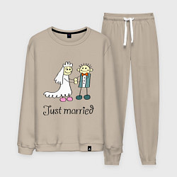 Костюм хлопковый мужской Just married, цвет: миндальный