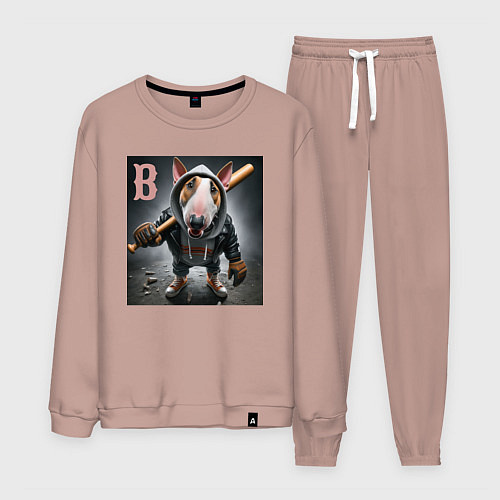 Мужской костюм Булли крутой бейсболист - нейросеть / Пыльно-розовый – фото 1