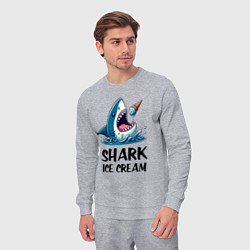 Костюм хлопковый мужской Shark ice cream - ai art, цвет: меланж — фото 2