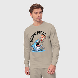 Костюм хлопковый мужской Shark pizza - ai art fantasy, цвет: миндальный — фото 2