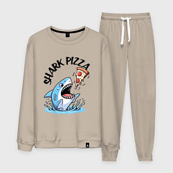 Костюм хлопковый мужской Shark pizza - ai art fantasy, цвет: миндальный