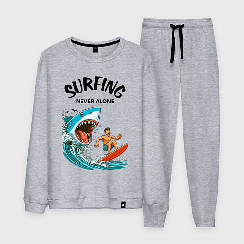 Мужской костюм Shark and surfer - never alone / Меланж – фото 1
