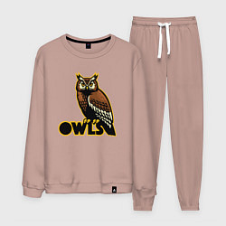 Костюм хлопковый мужской Owls, цвет: пыльно-розовый