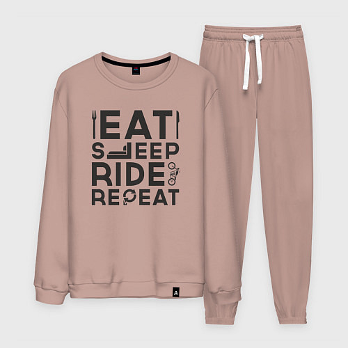 Мужской костюм Eat sleep ride repeat / Пыльно-розовый – фото 1