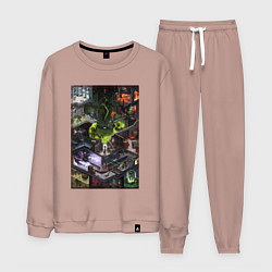 Костюм хлопковый мужской Half life 1 - levels and bosses, цвет: пыльно-розовый