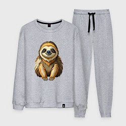 Костюм хлопковый мужской Портрет ленивца, цвет: меланж