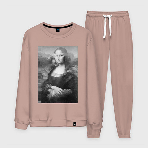 Мужской костюм Черная-белая Мона Лиза с глюками / Пыльно-розовый – фото 1