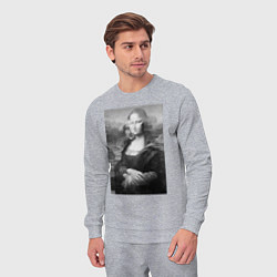 Костюм хлопковый мужской Черная-белая Мона Лиза с глюками, цвет: меланж — фото 2