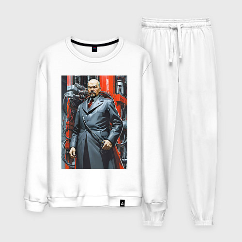 Мужской костюм Ленин в кожанке - киберпанк / Белый – фото 1