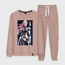 Костюм хлопковый мужской Cyber Barbie - ai art future, цвет: пыльно-розовый